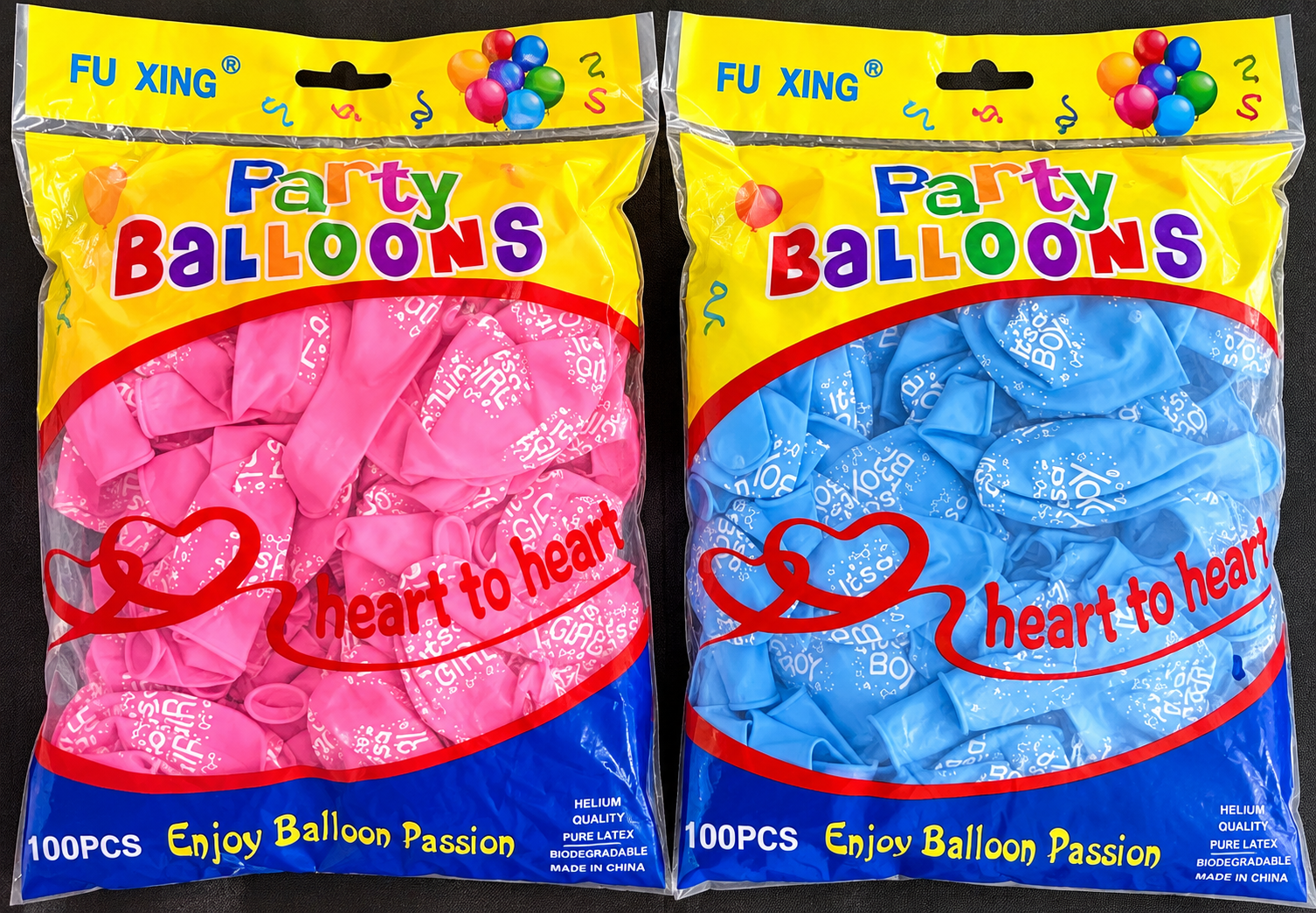 100-Piece Gender Reveal Printed Latex Balloons Pack – Pink Girl & Blue Boy Party Balloons for Baby Showers, Gender Reveal Parties, Pregnancy Announcements, Photoshoots and Celebration Decorations