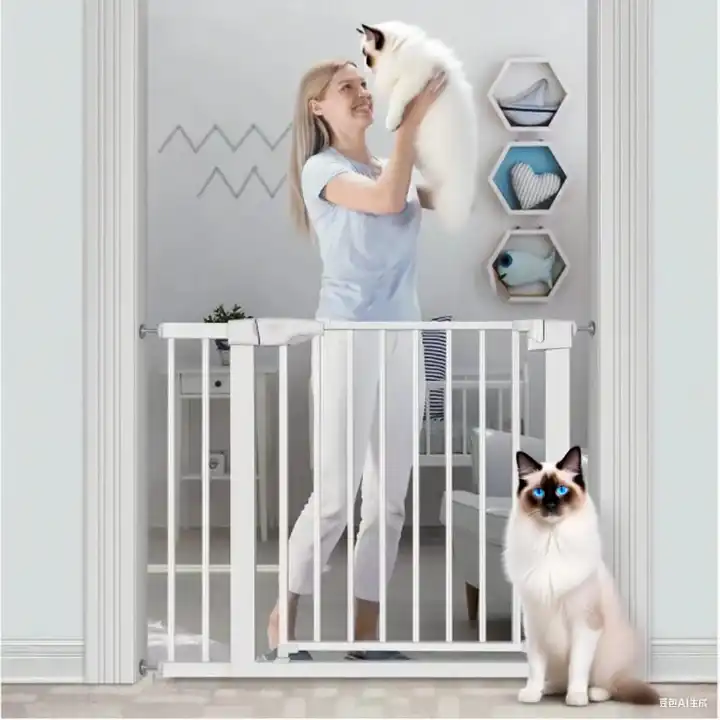 Adjustable Baby Safety Gate 76–103cm – White Metal Child & Pet Barrier for Doorways, Hallways & Stair Entrances