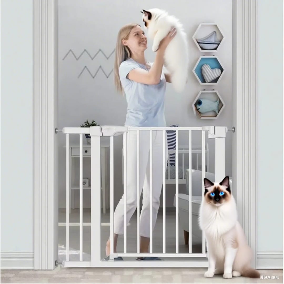 Adjustable Baby Safety Gate 76–103cm – White Metal Child & Pet Barrier for Doorways, Hallways & Stair Entrances