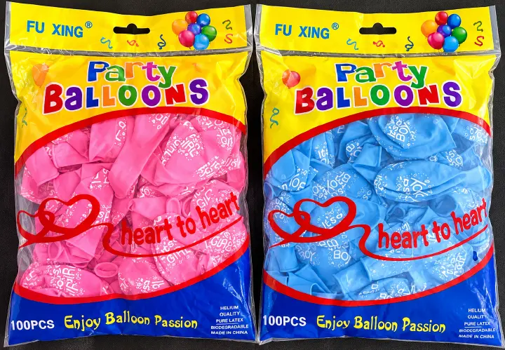 100-Piece Gender Reveal Printed Latex Balloons Pack – Pink Girl & Blue Boy Party Balloons for Baby Showers, Gender Reveal Parties, Pregnancy Announcements, Photoshoots and Celebration Decorations