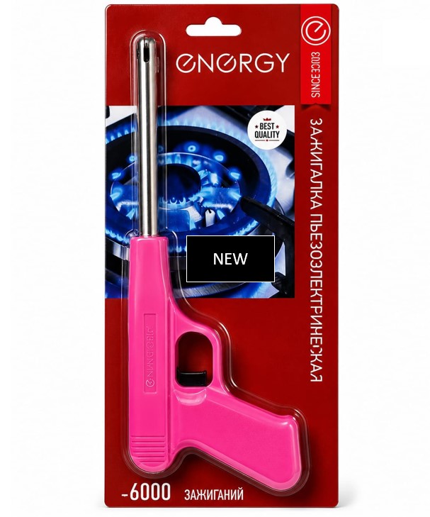 Energy Piezomagnetic Gas Lighter Long Neck Stove Lighter Durable Piezo Ignition No Battery Safe Kitchen BBQ Gas Igniter 6000 Ignitions Pink Handle