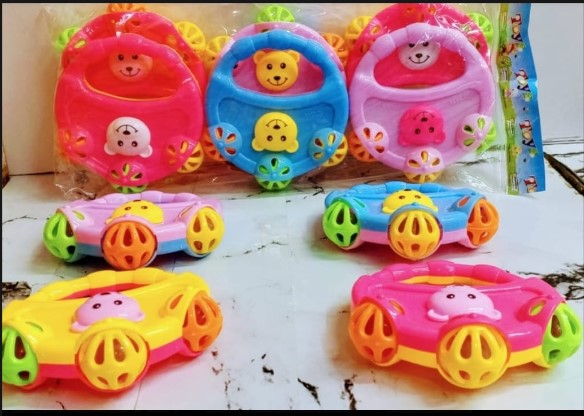 Baby Car Rattle Toy – Colorful Hand-Held Push and Shake Sensory Toy with Wheels, Early Development Rattle for Infants 6 Months+