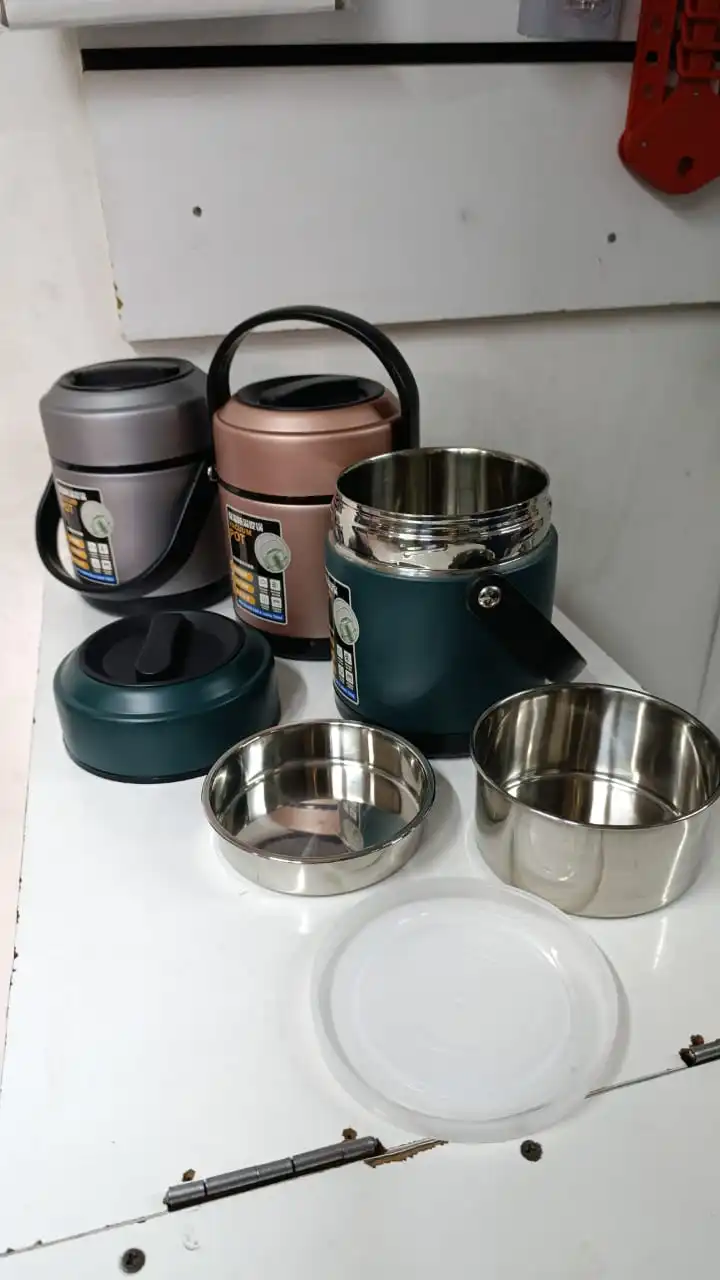 1.7L 304 Stainless Steel Vacuum Thermal Lunch Box Food Flask Warmer Container with Handle Keeps Food Hot 8-12 Hours Portable
