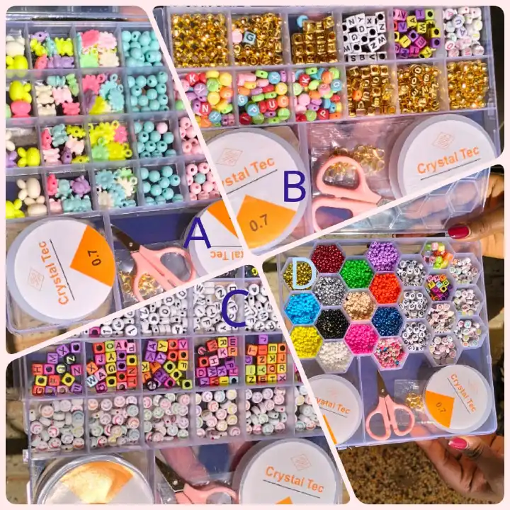 Clay Beads Jewelry Making Kit Different Colors Shapes Charms Letter Beads Elastic Strings Bracelet Necklace Craft Set for Girls Women