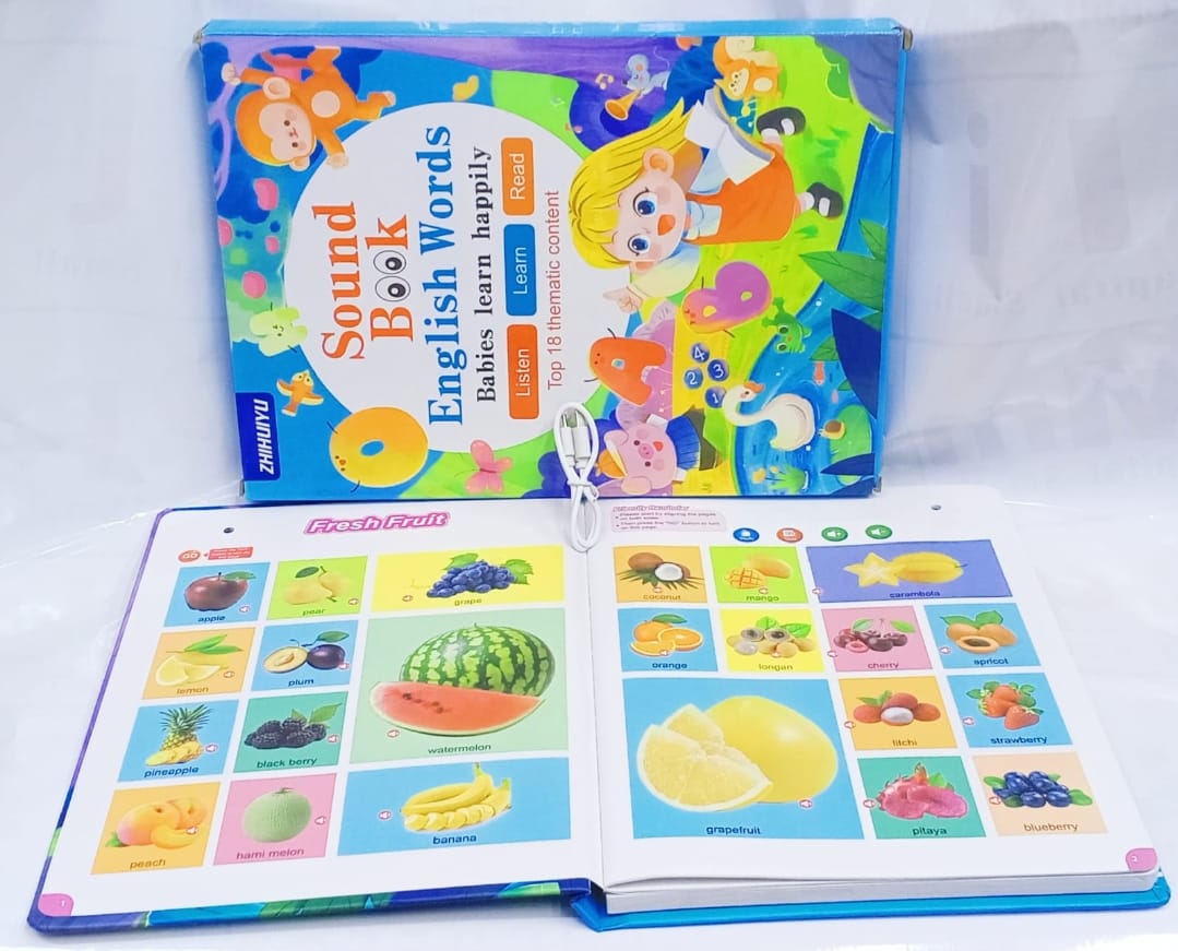 Rechargeable Sound Book Listen Learn Read Interactive Educational Talking Book for Kids Early Learning Reading Vocabulary Language Development