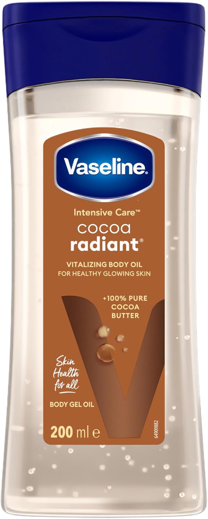 Vaseline Intensive Care Cocoa Radiant Gel Oil Made with 100% pure cocoa, it help revitalize dry and dull skin and give it a natural glow without leaving a greasy residue, Moisturizing Sensitive skin .