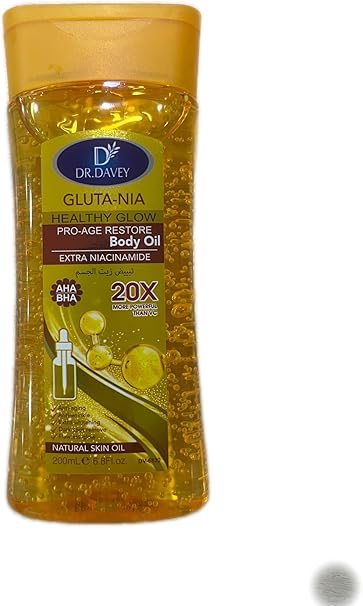 DR.DAVEY GLUTA-NIA Pro-Age Restore Body Oil Extra Niacinamide, 200ml, 48-Hour Moisture retention to keep skin soft and supple throughout the day and night Lightweight, non-greasy formula for all skin.