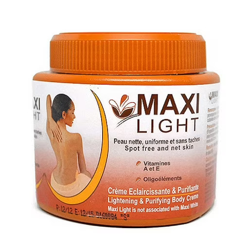 Maxi Light Lightening & Purifying Body formulated to lighten, purify, and even out skin tone while reducing brown spots. Enriched with Vitamins A and E and fruit acids, for luminous complexion 150g  .