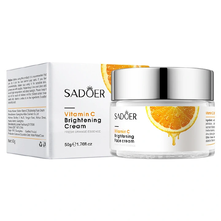 Original SADOER 4 in 1 Vitamin C Serum, Lip balm，Vitamin C Brightening Facial Cleanser and Vitamin C Face Brightening Cream, Skin Care Kit,  Anti Wrinkles, Moisturizing,  Anti Aging, Fade Dark Spots .