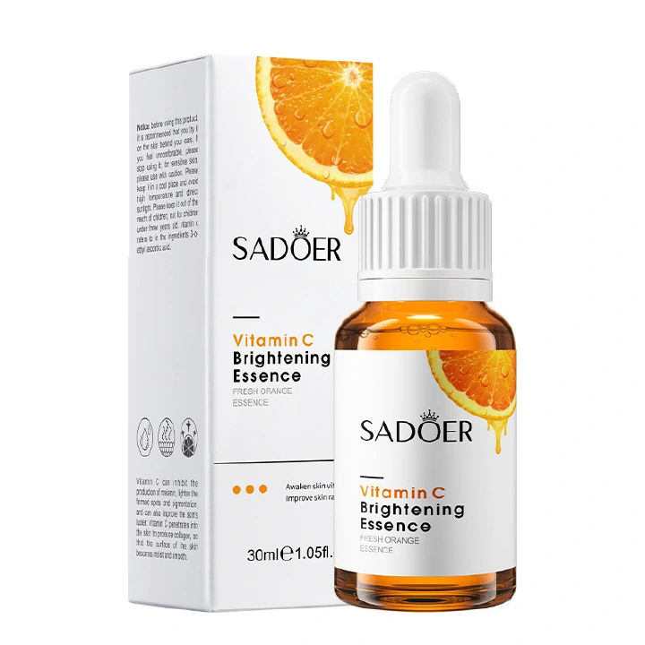 Original SADOER 4 in 1 Vitamin C Serum, Lip balm，Vitamin C Brightening Facial Cleanser and Vitamin C Face Brightening Cream, Skin Care Kit,  Anti Wrinkles, Moisturizing,  Anti Aging, Fade Dark Spots .