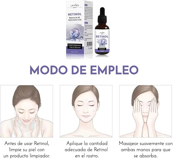 LIFTING Retinol Facial Serum 30ml, Retinol, Vitamin E and Hyaluronic Acid Face Serum for Hydration and Skin Care, Lightweight Anti-Aging Moisturizing Serum for Smooth, Firm and Healthy-Looking Skin  .
