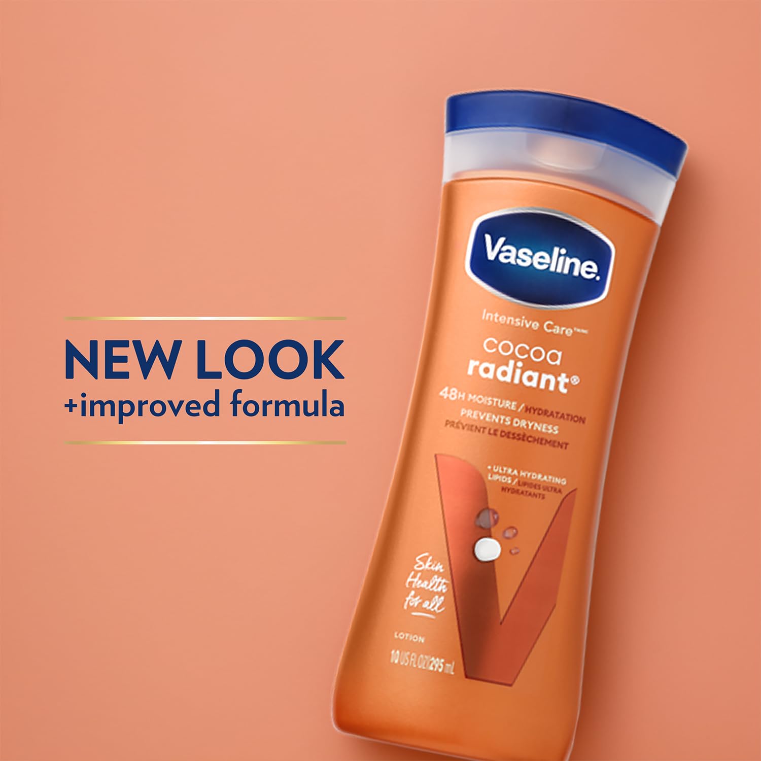 Vaseline Intensive Care Cocoa Radiant Body Lotion 725ml with Pure Cocoa Butter and Vaseline Jelly, Non Greasy Daily Moisturizer for Dry Skin, Deep Nourishment, Long Lasting Hydration & Natural Health.