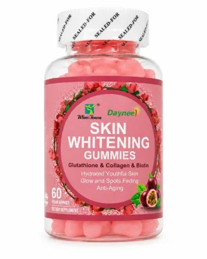 Wins Town Daynee Skin Whitening Gummies with Glutathione, Collagen & Biotin for Radiant Glow, Dark Spots Fading, Anti-Aging & Hydrated Youthful Skin - 60 Vegan Gummies Premium Beauty Supplement for Br