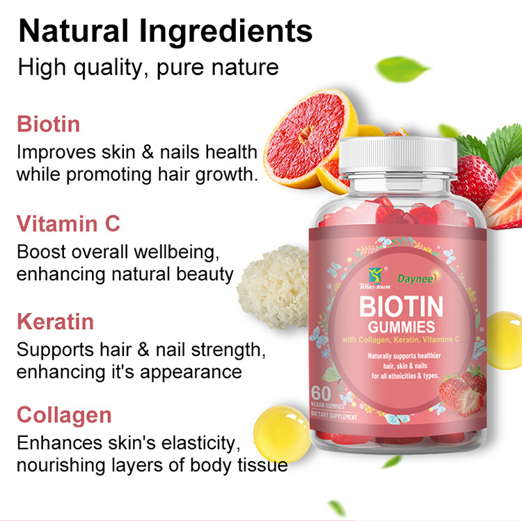 Daynee Biotin Gummies for Hair Growth | Max Strength Biotin 10000mcg Prevents Thinning and Loss | Chewable Biotin Supplement for Women Men and Kids | 100 Count Vegan Hair Gummies for Hair Skin & Nails