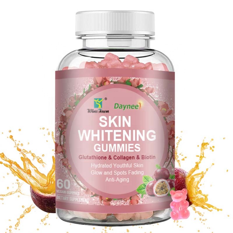 Wins Town Daynee Skin Whitening Gummies with Glutathione, Collagen & Biotin for Radiant Glow, Dark Spots Fading, Anti-Aging & Hydrated Youthful Skin - 60 Vegan Gummies Premium Beauty Supplement for Br