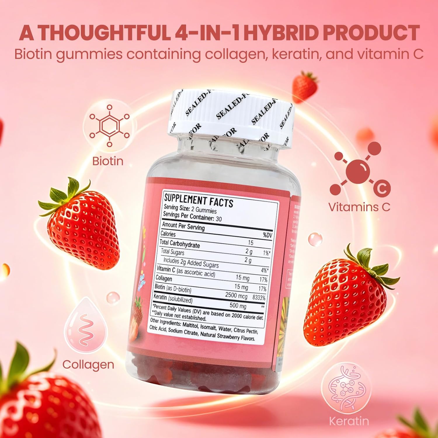 Daynee Biotin Gummies for Hair Growth | Max Strength Biotin 10000mcg Prevents Thinning and Loss | Chewable Biotin Supplement for Women Men and Kids | 100 Count Vegan Hair Gummies for Hair Skin & Nails