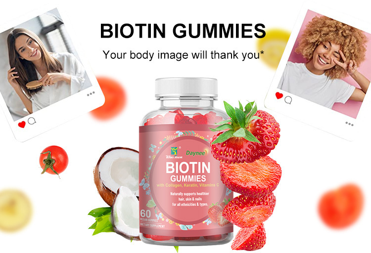 Daynee Biotin Gummies for Hair Growth | Max Strength Biotin 10000mcg Prevents Thinning and Loss | Chewable Biotin Supplement for Women Men and Kids | 100 Count Vegan Hair Gummies for Hair Skin & Nails