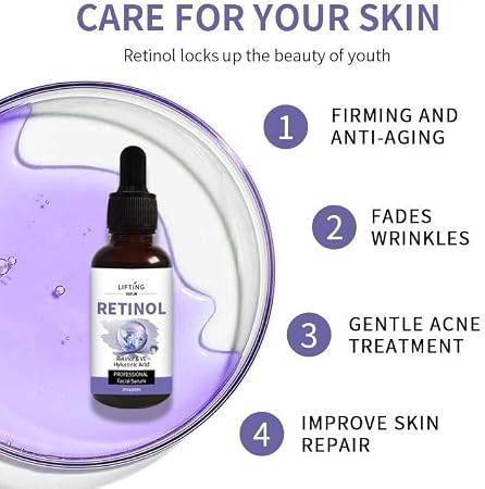 LIFTING Retinol Facial Serum 30ml, Retinol, Vitamin E and Hyaluronic Acid Face Serum for Hydration and Skin Care, Lightweight Anti-Aging Moisturizing Serum for Smooth, Firm and Healthy-Looking Skin  .