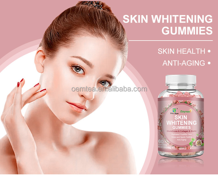 Wins Town Daynee Skin Whitening Gummies with Glutathione, Collagen & Biotin for Radiant Glow, Dark Spots Fading, Anti-Aging & Hydrated Youthful Skin - 60 Vegan Gummies Premium Beauty Supplement for Br