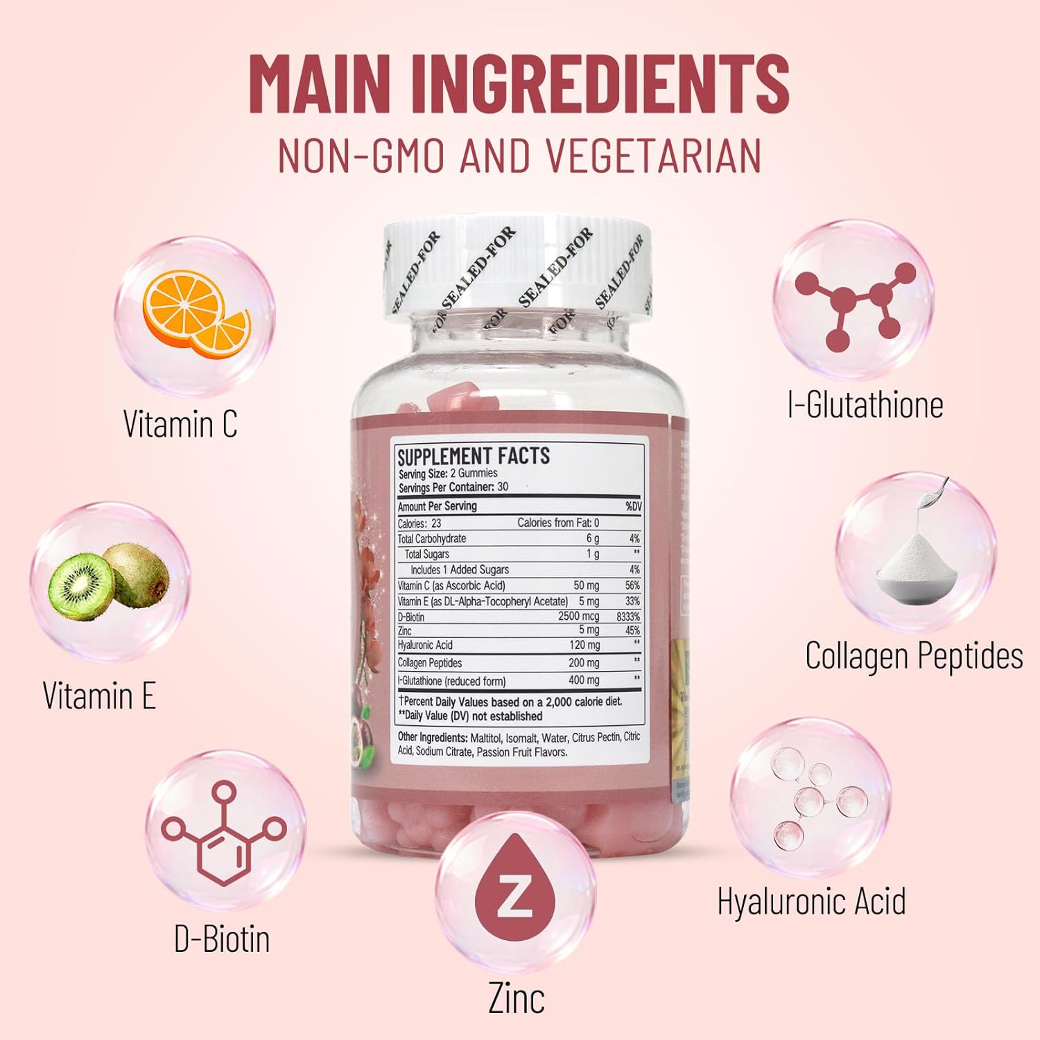Wins Town Daynee Skin Whitening Gummies with Glutathione, Collagen & Biotin for Radiant Glow, Dark Spots Fading, Anti-Aging & Hydrated Youthful Skin - 60 Vegan Gummies Premium Beauty Supplement for Br