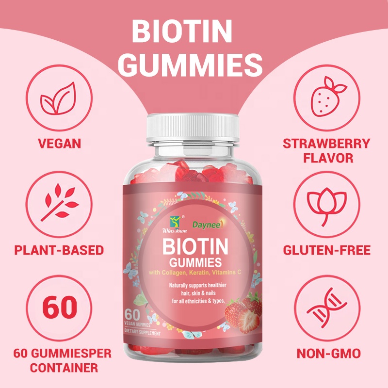 Daynee Biotin Gummies for Hair Growth | Max Strength Biotin 10000mcg Prevents Thinning and Loss | Chewable Biotin Supplement for Women Men and Kids | 100 Count Vegan Hair Gummies for Hair Skin & Nails
