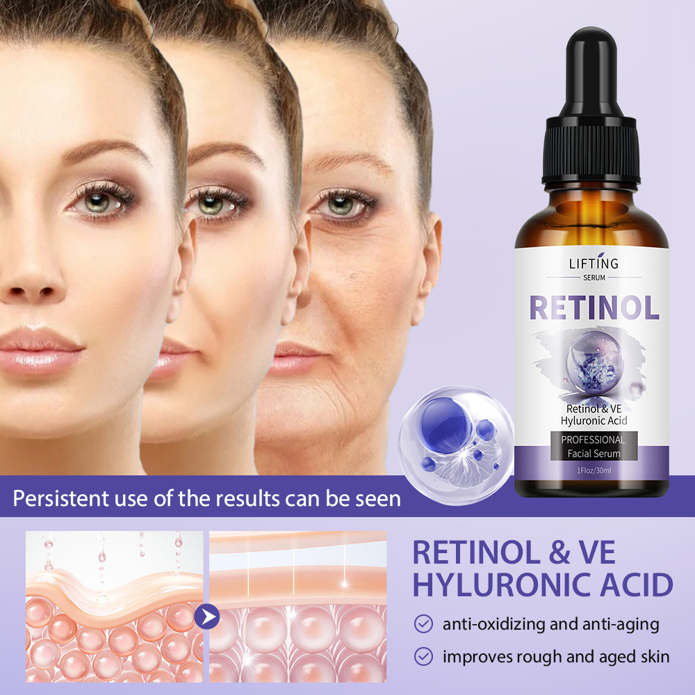 LIFTING Retinol Facial Serum 30ml, Retinol, Vitamin E and Hyaluronic Acid Face Serum for Hydration and Skin Care, Lightweight Anti-Aging Moisturizing Serum for Smooth, Firm and Healthy-Looking Skin  .