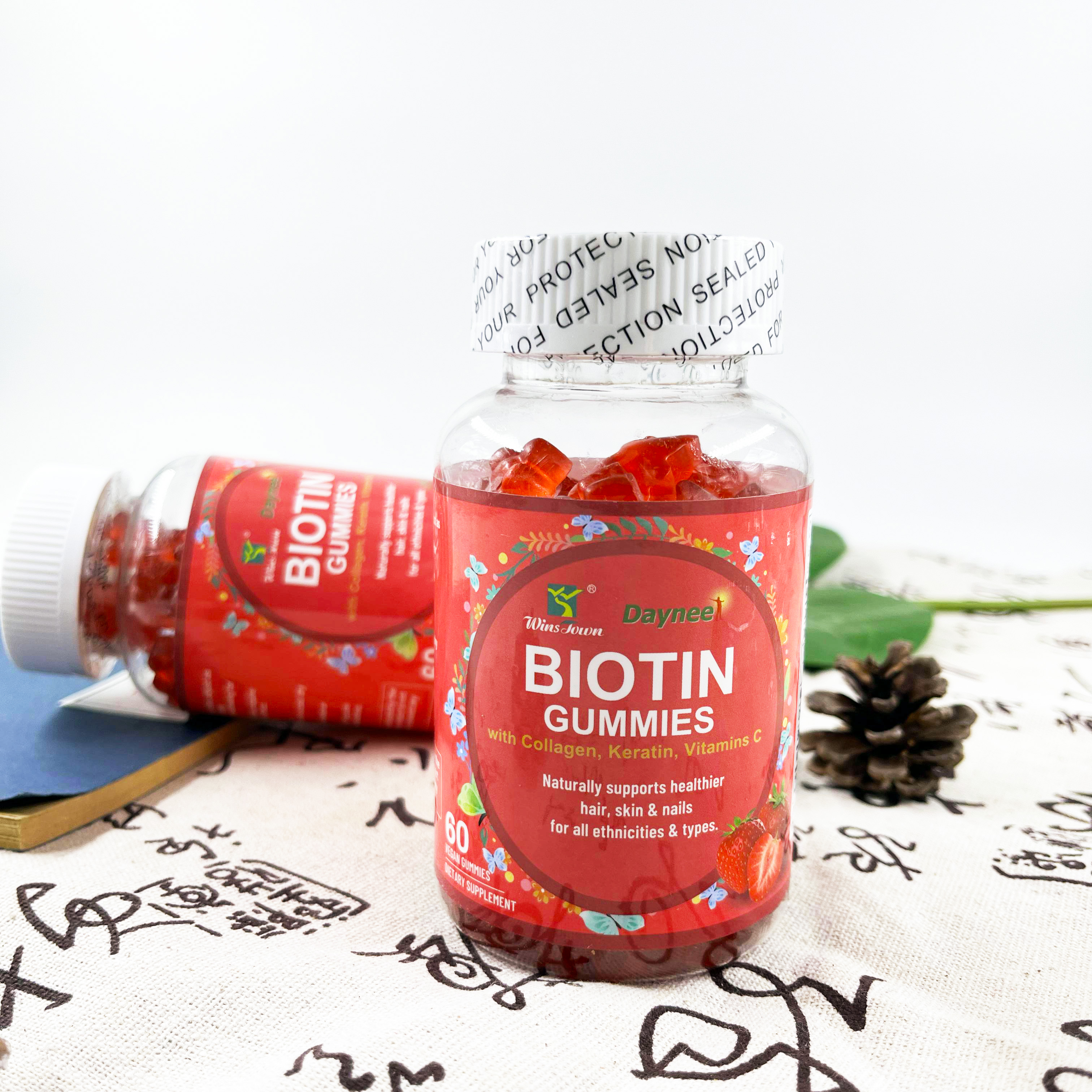 Daynee Biotin Gummies for Hair Growth | Max Strength Biotin 10000mcg Prevents Thinning and Loss | Chewable Biotin Supplement for Women Men and Kids | 100 Count Vegan Hair Gummies for Hair Skin & Nails