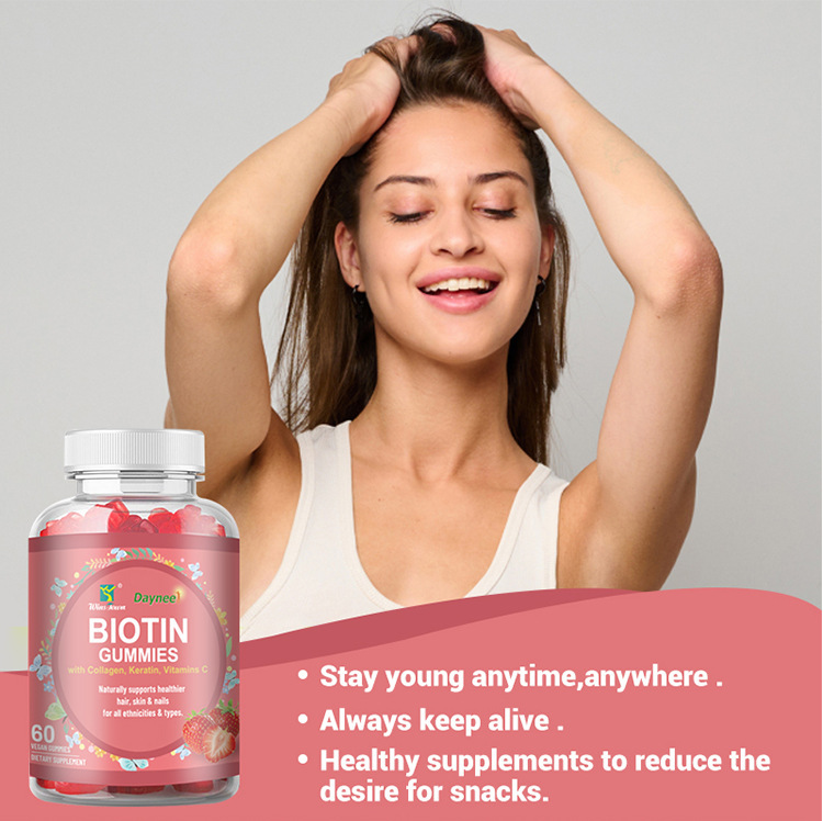 Daynee Biotin Gummies for Hair Growth | Max Strength Biotin 10000mcg Prevents Thinning and Loss | Chewable Biotin Supplement for Women Men and Kids | 100 Count Vegan Hair Gummies for Hair Skin & Nails