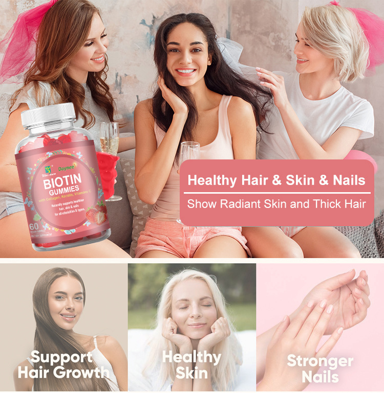 Daynee Biotin Gummies for Hair Growth | Max Strength Biotin 10000mcg Prevents Thinning and Loss | Chewable Biotin Supplement for Women Men and Kids | 100 Count Vegan Hair Gummies for Hair Skin & Nails