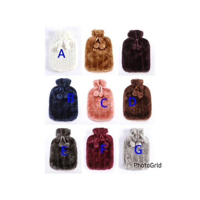 Hot Water Bottle 2L with Plush Fleece Cover - Natural Rubber, Heat Retaining, Pain Relief