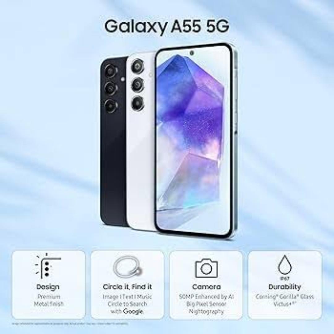 LIMITED TIME OFFER!!SAMSUNG GALAXY A55 5G 256GB STORAGE 8GB RAM 5000MAH BATTERY 25W TYPE -C FAST CHARGE 50MP ULTRACLEAR CAMERA 6.6-INCH DISPLAY / DUAL SIMCARD / ANDROID 15 (UPGRADABLE) 2 YEARS WARRANT