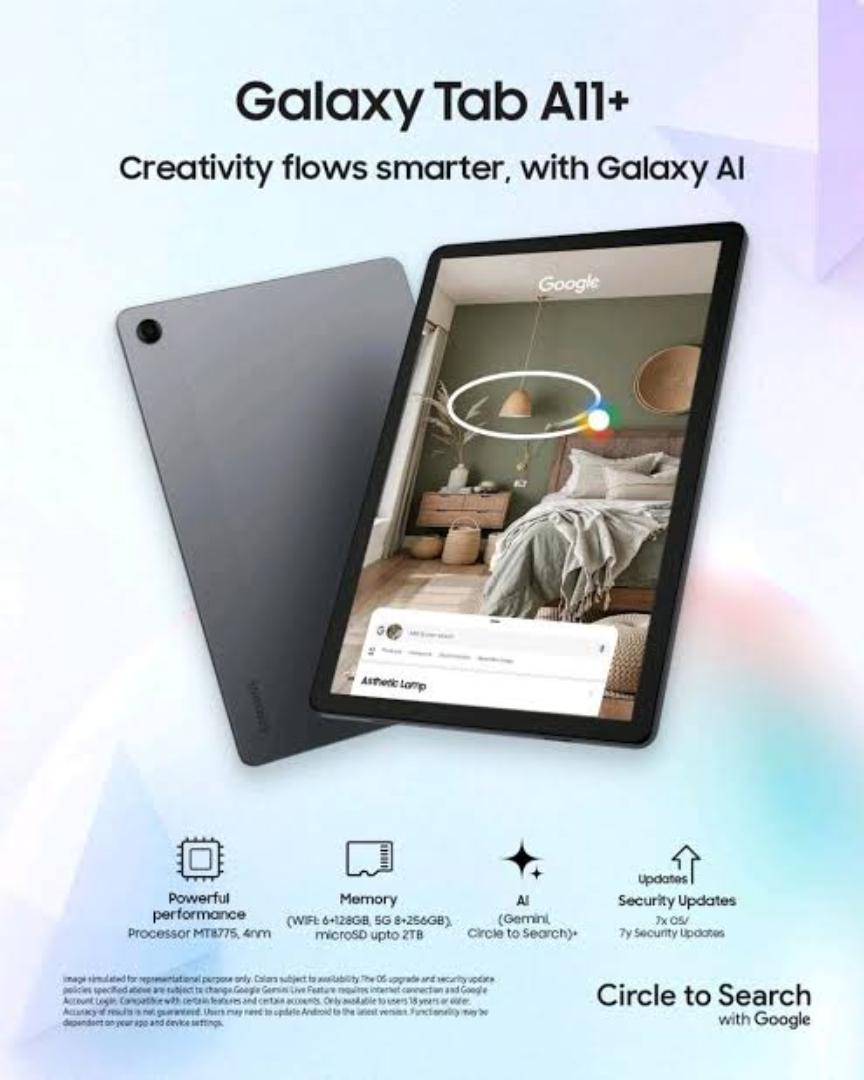 LIMITED TIME OFFER!! SAMSUNG GALAXY TAB A11+ 128GB STORAGE 6GB RAM 7040MAH BATTERY 25W TYPE -C FAST CHARGE 11.0-INCH DISPLAY ANDROID 16(UPGRADABLE)2YEARS WARRANT 8MP ULTRACLEAR CAMERA/ DOLBY ATMOS