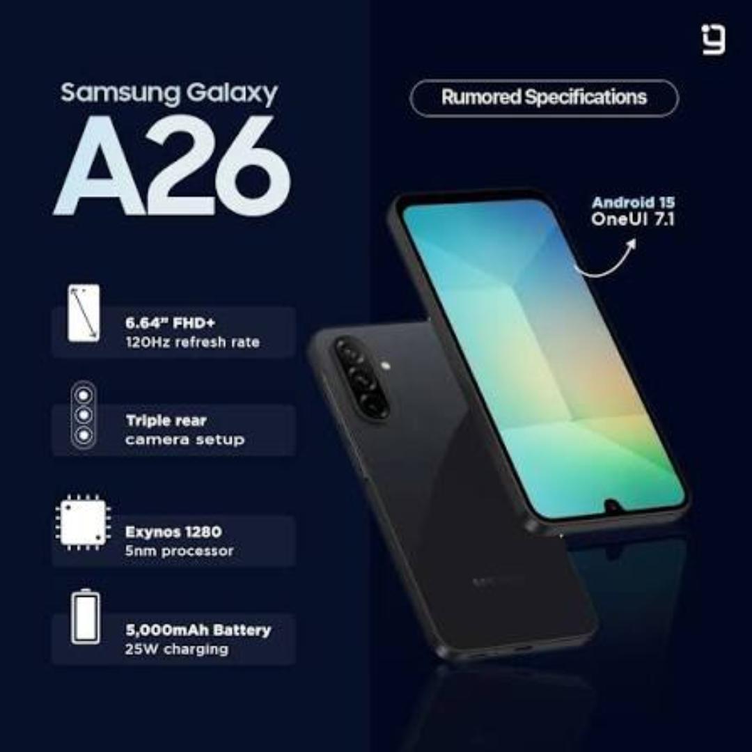 LIMITED TIME OFFER!!SAMSUNG GALAXY A26 5G 256GB STORAGE 8GB RAM 5000MAH BATTERY 25W TYPE -C FAST CHARGE 50MP ULTRACLEAR CAMERA 6.7-INCH DISPLAY / DUAL SIMCARD / ANDROID 15 (UPGRADABLE) 2 YEARS WARRANT