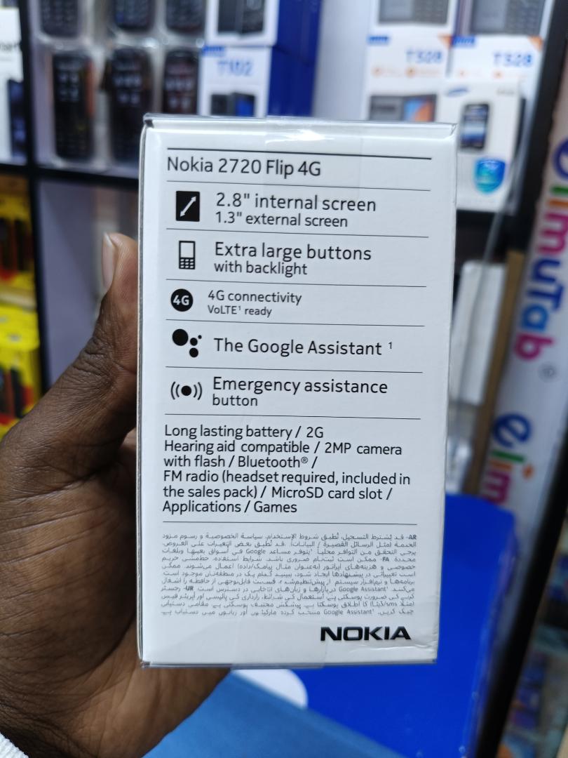 LIMITED TIME OFFER!! NOKIA 2720 FLIP 4G, DUAL SIMCARD, 1500MAH BATTERY, BIG DISPLAY, TACTICLE BUTTONS EASYTO DUAL, 1000SMS , LARGE PHONE BOOK, 12MONTHS WARRANTY