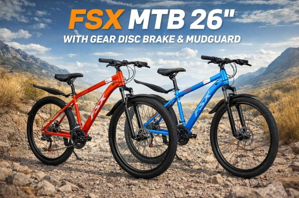 FSX MTB Size 26 with Gear & Disc Brake | Strong Full Suspension Mountain Bike Frame
The FSX 26-inch mountain bike (MTB) is a rugged, performance-focused bike designed for riders who want a strong and