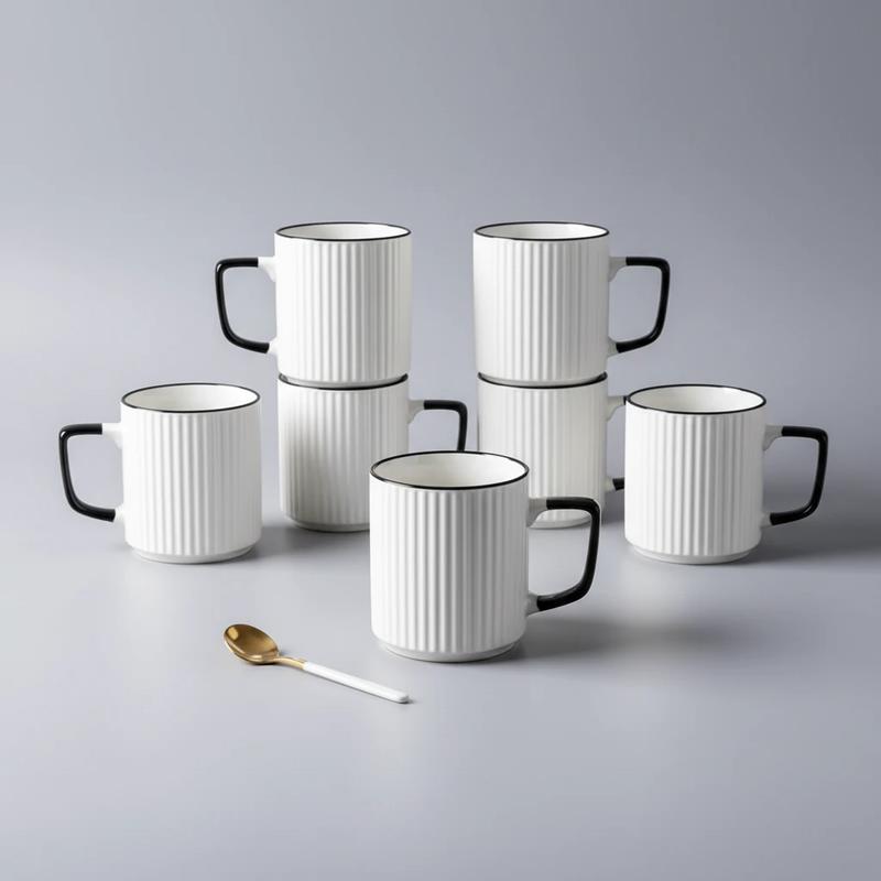 6pcs  Japanese Excellent Ceramic Mugs. Crafted from high-quality ceramic, this beautiful 6-piece mug set combines durability with a classy modern design perfect for everyday use.

☕ Ideal for tea, cof