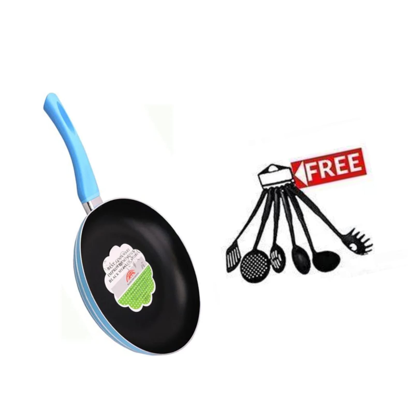 22cm frying pan + 6pcs non-stick spoons set is a practical kitchen combo designed for everyday cooking and serving. It’s ideal for frying, sautéing, and simple meal prep while also giving you essentia