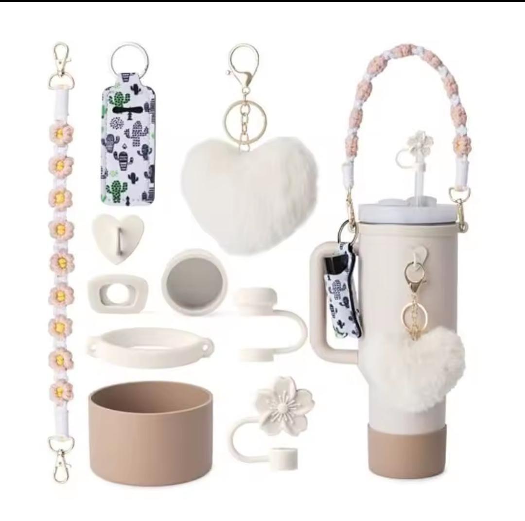 5 in 1 Decorative Stanley mug accessories 
✔️Pink
✔️Purple
✔️Blue
✔️White