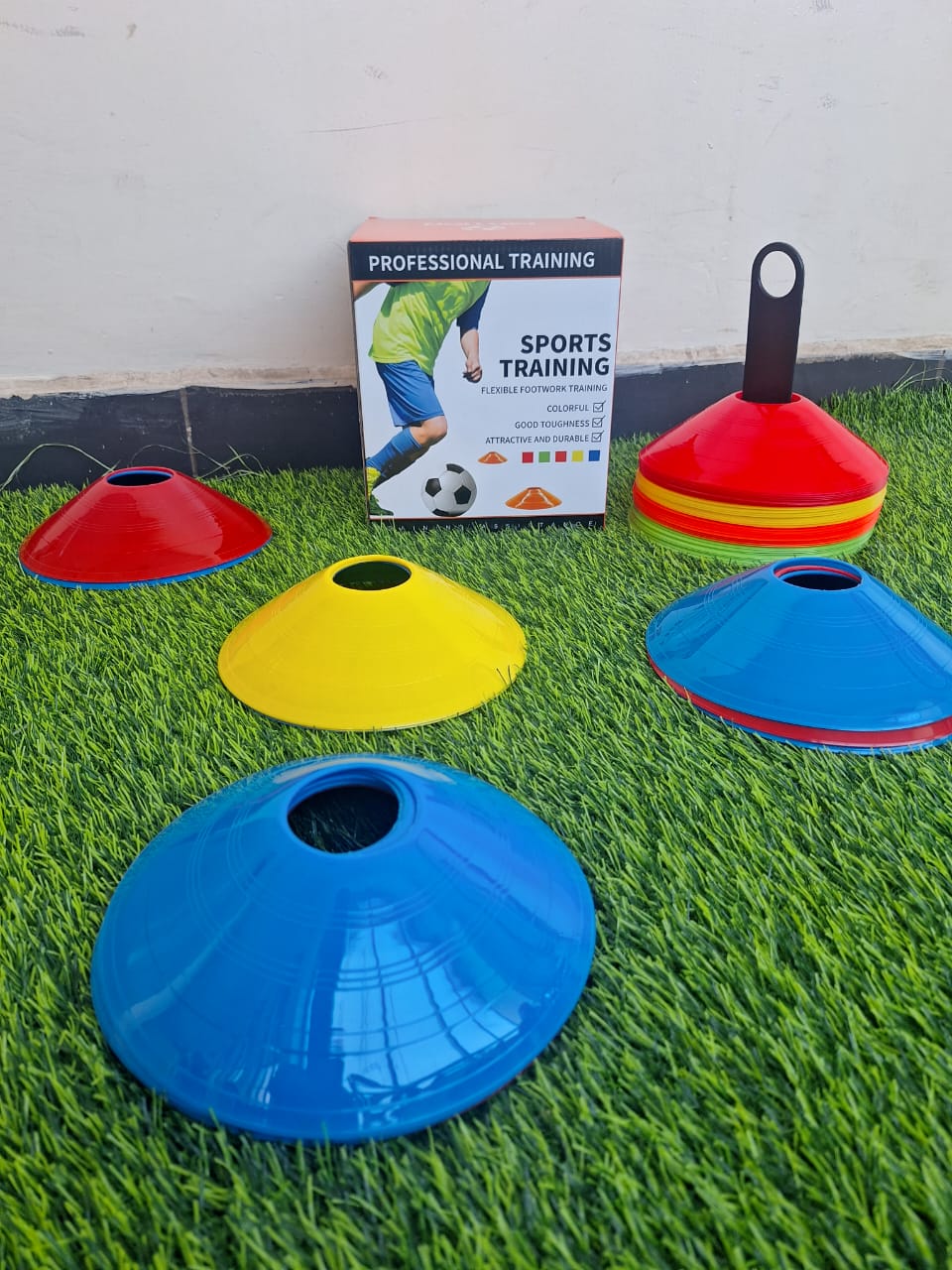 50PCS Football Training Cones — the perfect sports accessory for agility drills, football practice, fitness workouts, and school training activities. Designed for athletes, coaches, and fitness enthus