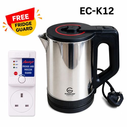 EUROCHEF EC-K12 2.0L STAINLESS STEEL CORDLESS ELECTRIC KETTLE – 1500W FAST BOILING WATER KETTLE WITH AUTO SHUT-OFF & 360° ROTATING BASE + FREE FRIDGE GUARD