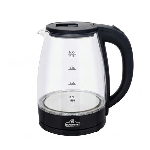 RASHNIK RN-1161 GLASS CORDLESS ELECTRIC KETTLE 2.0L RAPID BOIL WATER HEATER WITH 360° ROTATING BASE, WATER LEVEL INDICATOR & AUTOMATIC SHUT-OFF