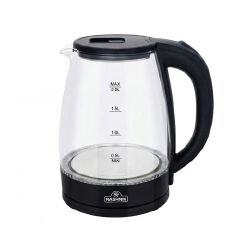 RASHNIK RN-1161 GLASS CORDLESS ELECTRIC KETTLE 2.0L RAPID BOIL WATER HEATER WITH 360° ROTATING BASE, WATER LEVEL INDICATOR & AUTOMATIC SHUT-OFF