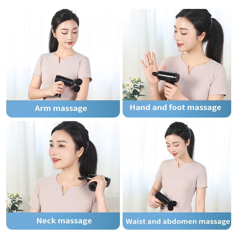 Portable Massage Gun Deep Tissue Muscle Massager with 4 Interchangeable Massage Heads USB Type C Rechargeable Handheld Body Massager for Back Neck Shoulders Arms Legs Fitness Recovery and Relaxation .