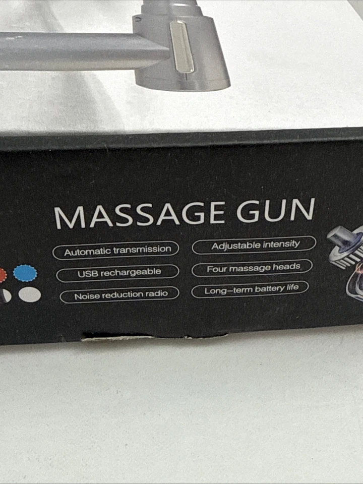 Portable Massage Gun Deep Tissue Muscle Massager Rechargeable Handheld deep Body Massage Device with 4 Interchangeable Massage Heads for Neck Back Shoulders Arms Legs Fitness Recovery and Relaxation.