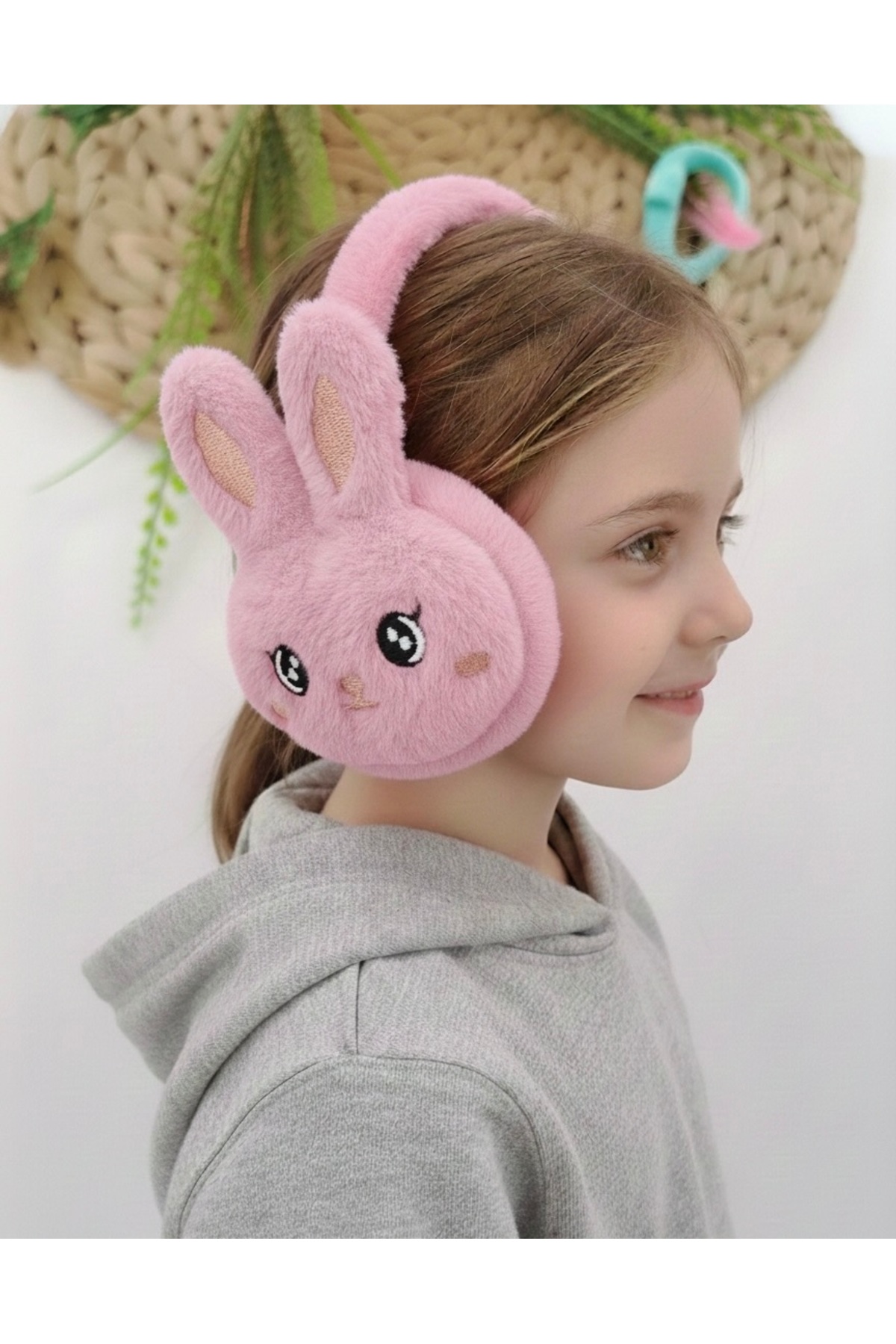 WBK865 Plush Wireless Bluetooth Headphones for girls,Cute Bunny Rabbit Soft Plush Headset, Bluetooth 5.3 Stereo Sound, HD Voice, Large Battery, Adjustable Over-Ear Wireless Headphones for Music,travel