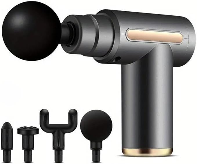 Portable Massage Gun Deep Tissue Muscle Massager Rechargeable Handheld deep Body Massage Device with 4 Interchangeable Massage Heads for Neck Back Shoulders Arms Legs Fitness Recovery and Relaxation.