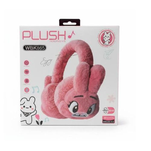WBK865 Plush Wireless Bluetooth Headphones for girls,Cute Bunny Rabbit Soft Plush Headset, Bluetooth 5.3 Stereo Sound, HD Voice, Large Battery, Adjustable Over-Ear Wireless Headphones for Music,travel