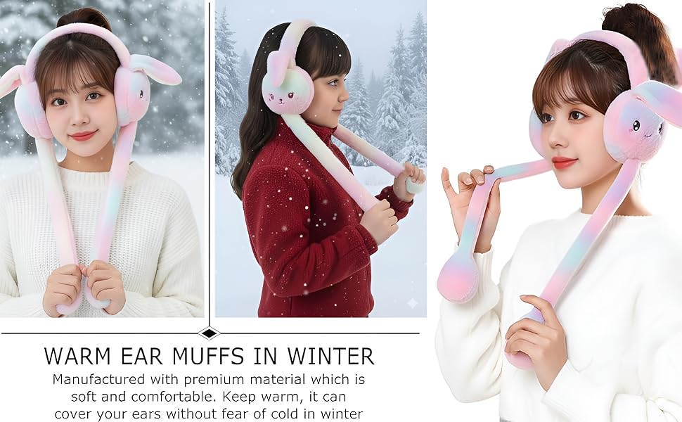 WBK869 Plush Wireless Bluetooth Headphones for girls and Teens, Cute Bunny Ear Soft Plush Headset, Bluetooth 5.3 Stereo Sound, HD Voice, Large Battery, Adjustable Over-Ear Headphones for Music, Calls.