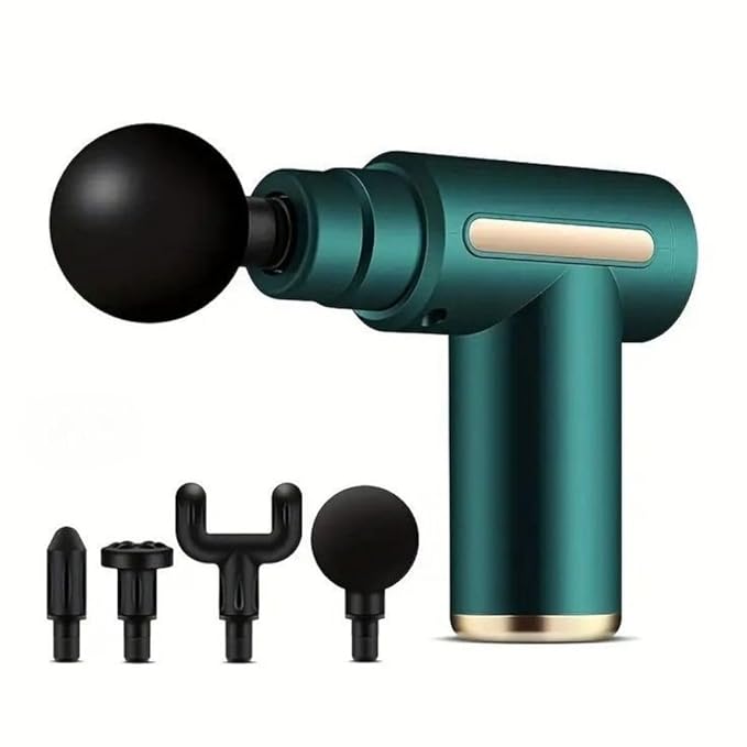 Portable Massage Gun Deep Tissue Muscle Massager Rechargeable Handheld deep Body Massage Device with 4 Interchangeable Massage Heads for Neck Back Shoulders Arms Legs Fitness Recovery and Relaxation.