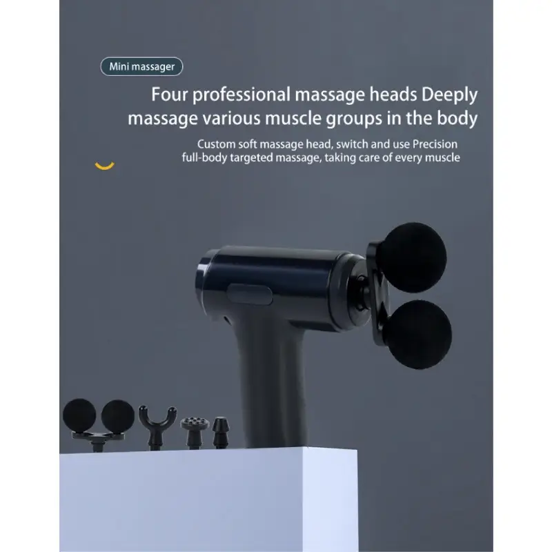 Portable Massage Gun Deep Tissue Muscle Massager with 4 Interchangeable Massage Heads USB Type C Rechargeable Handheld Body Massager for Back Neck Shoulders Arms Legs Fitness Recovery and Relaxation .